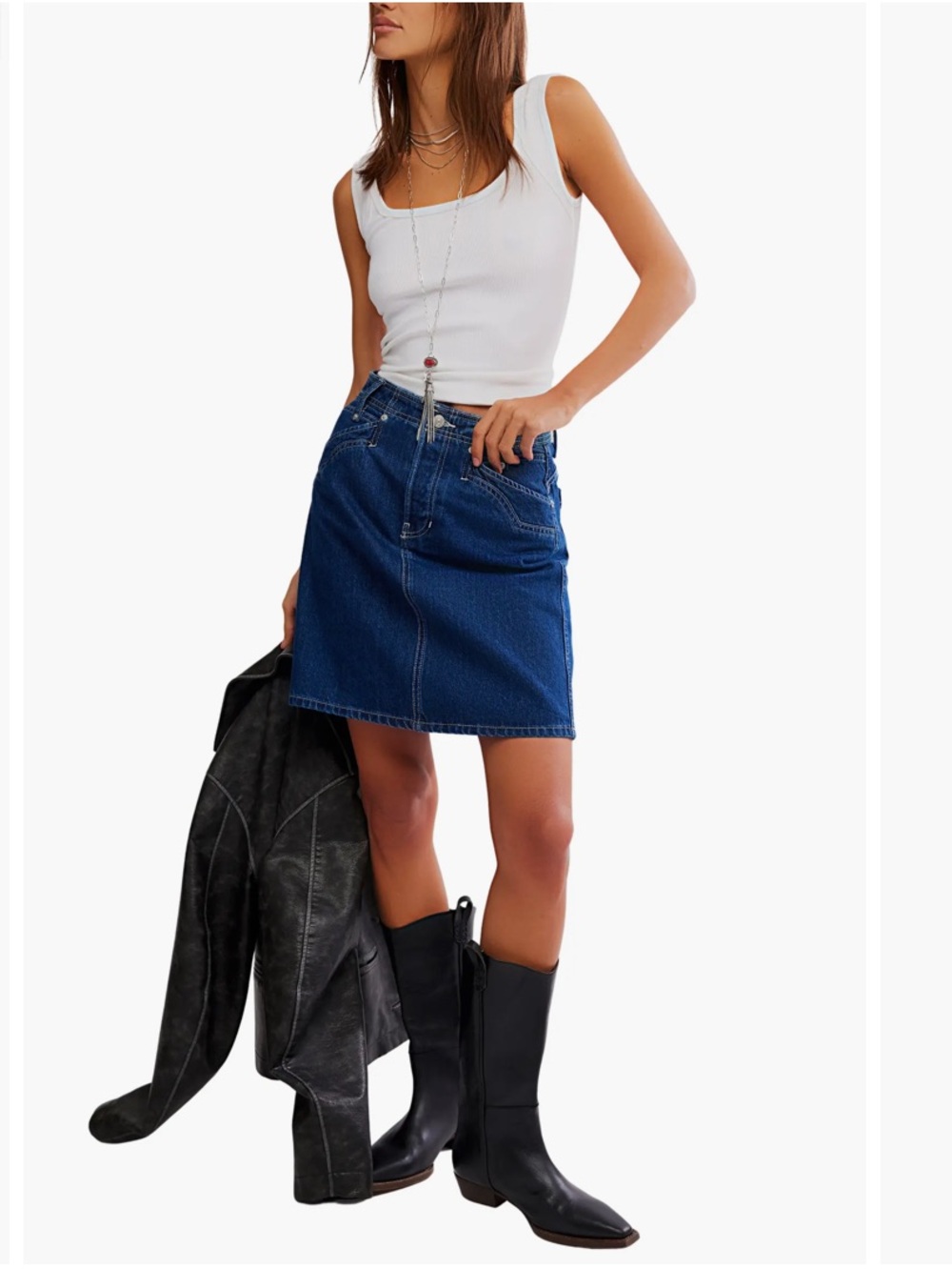 Free People X We The Free Suzy Denim Midi Skirt In Deep Ocean Size 32 Revolve
